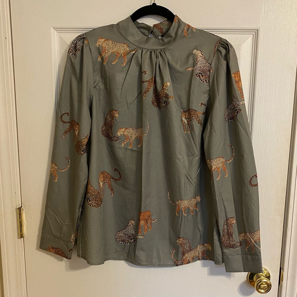SHEIN Cheetah Print Blouse- Women’s Medium
